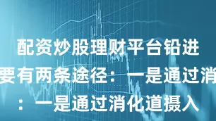 配资炒股理财平台铅进入人体主要有两条途径：一是通过消化道摄入